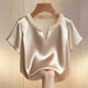 thumbnail image 2 of Eres Más Que Una Camisa de Puntuación de Prueba Moda de Verano de Mujer Color Sólido Casual Cuello en V Top de Manga Corta Mujeres Tops de Verano Casual, 2 of 5