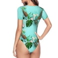 thumbnail image 4 of Easygdp Tropical Pineapple Women'S Waist-Cinching Short-Sleeved Onesie, Olastic Onesiet,Snaps At Bottom,Easy To Put On And Take Off - Large, 4 of 9