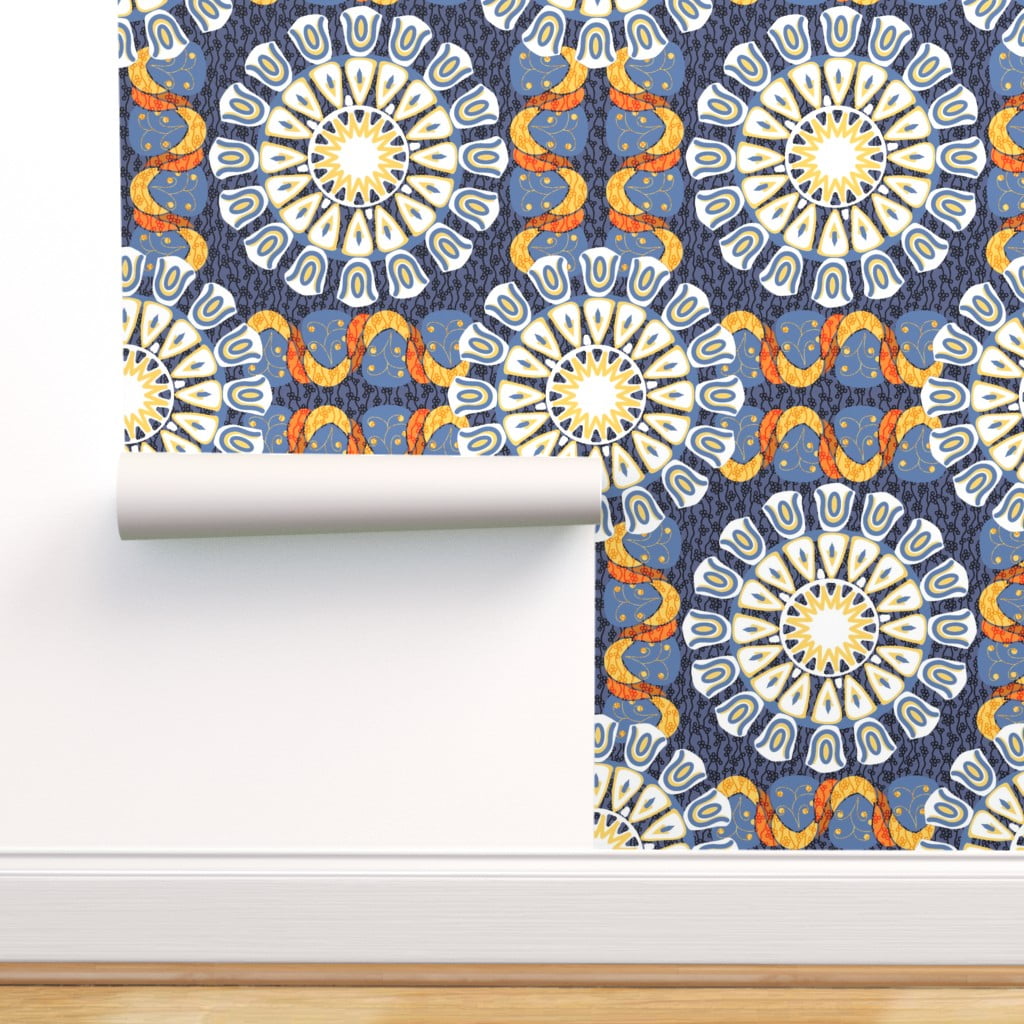 PeelandStick Removable Wallpaper Retro Boho Bohemian Hippie Blue