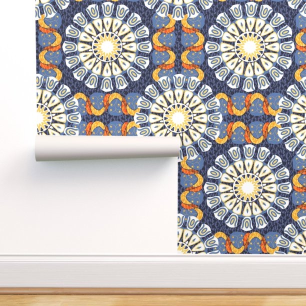 PeelandStick Removable Wallpaper Retro Boho Bohemian Hippie Blue