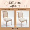 thumbnail image 3 of French Country Dining Chairs Set of 2, Upholstered Square Back with Wire Drawing & Carving Designs, Disassemblable for Easy Storage, Solid Wood Frame, Beige for Living Room & Kitchen, 3 of 9