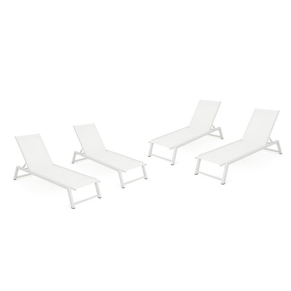 Mesa Outdoor Mesh Chaise Lounge, Set of 4, White