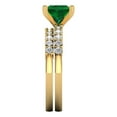 thumbnail image 3 of Clara Pucci 18K Yellow Gold Princess Cut 2Ct Simulated Emerald Engagement Ring + Matching Band - Luxury Box Included, 3 of 7