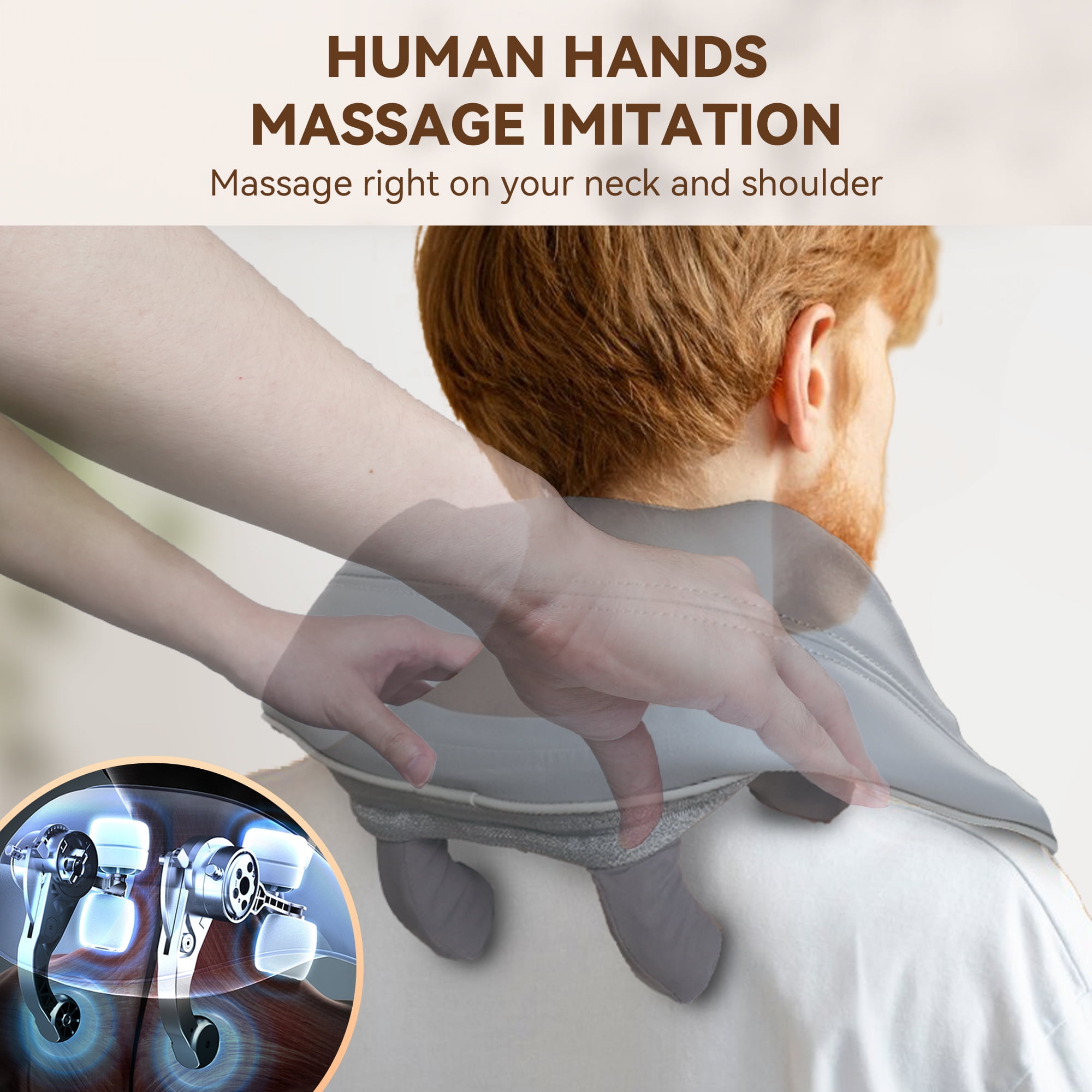 Comfier 4D Cordless Neck and Shoulder Massager with Heat, Shiatsu Kneading Back Massagers for Pain Relief