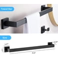 thumbnail image 3 of Matte Black Bathroom Hardware Set,5-Piece Towel Bar Ring Set Wall Mount Bathroom Accessories Include 23.6 inch Towel Bar,Towel Rack Ring,Toilet Paper Holder,2*Robe Hook, 3 of 6