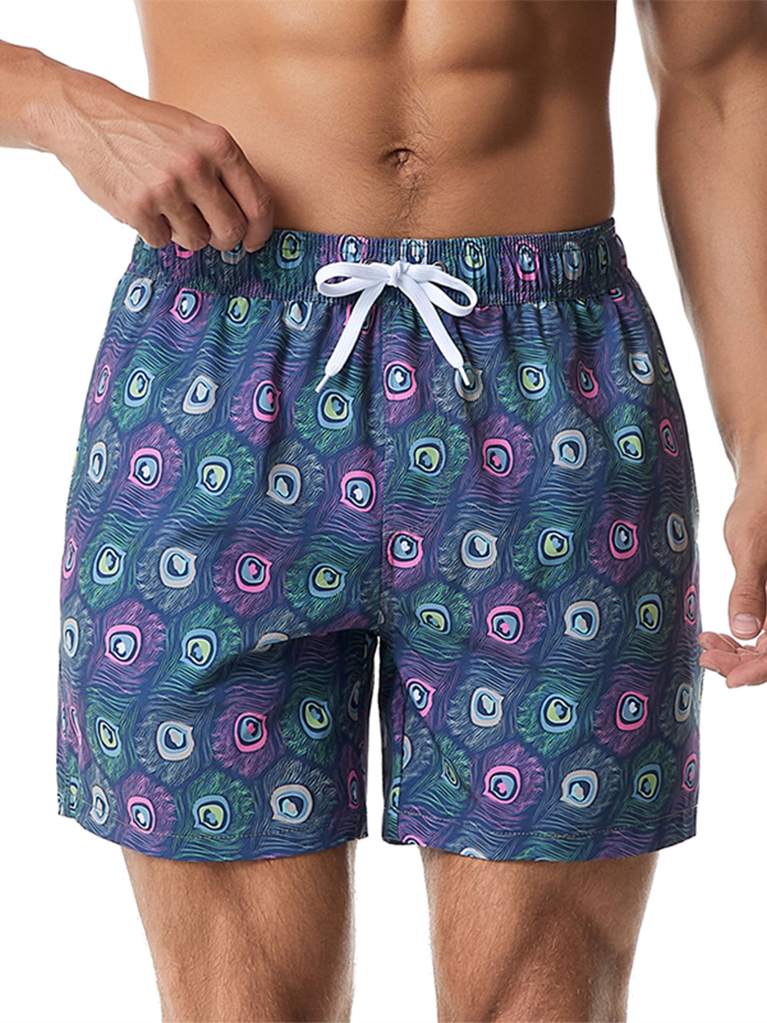 Avamo Men Beach Pants Drawstring Swimsuit Mid Waist Elastic Waisted