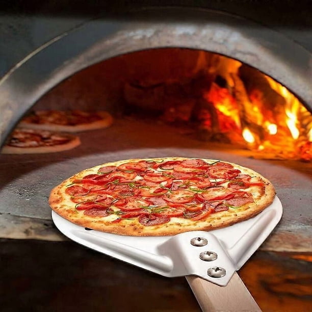 Pelle Coulissante Pizza Pelle à Pizza Perforée En Aluminium 40x30 Cm - Manche En Bois, Surface Anti-adhésive Pelle Pizza 30 Cm