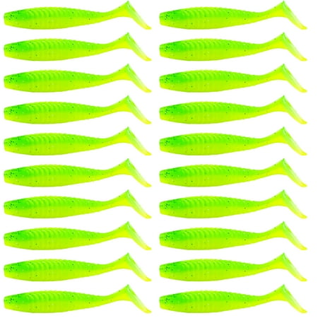 20Pcs Paddle Tail Swimbaits Lures Crankbaits T Tail Soft Baits Sinking Fishing Lure Artificial Wobbles for Saltwater