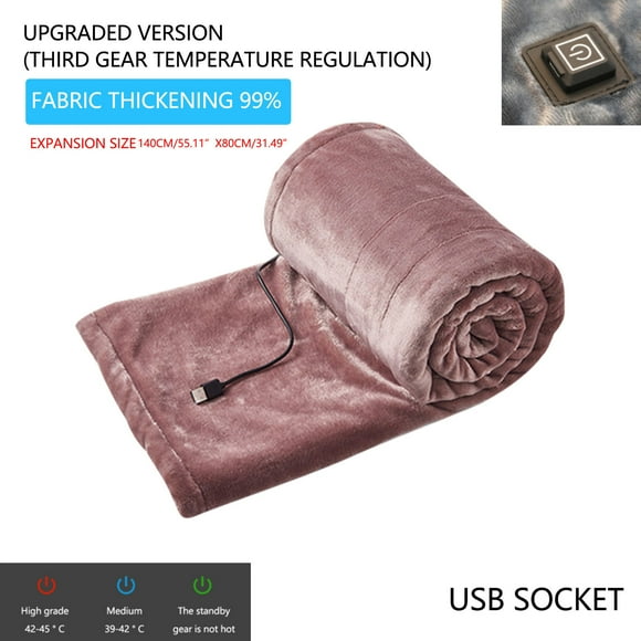 WREESH USB Flannel Electric Blanket Heating Low Voltage Electric Mattress Safety Non Leakage Blanket Third Gear Temperature Regulation 140x80cm Clearance