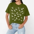 thumbnail image 4 of NAMTYQX Womens Tshirts Cotton Loose Fit Loose Fit Cool Print Graphic Short Sleeve Scoop Neck Oversized Lightweight Casual Short Sleeve Tops for Women Army Green Size M, 4 of 5