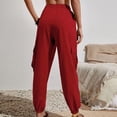 thumbnail image 4 of Women Fashion Casual Solid Color High Waist Casual Pants Pocket Side Drawstring Hem Cargo Pants Womens Casual Pants plus Casual Pants for Women with Pockets Womens Pants Straight Leg Womens Casual, 4 of 8