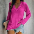 thumbnail image 1 of SDNall Hauts à Manches Longues pour Femmes Mode Décontractée Col en V Uni Blouse, 1 of 9