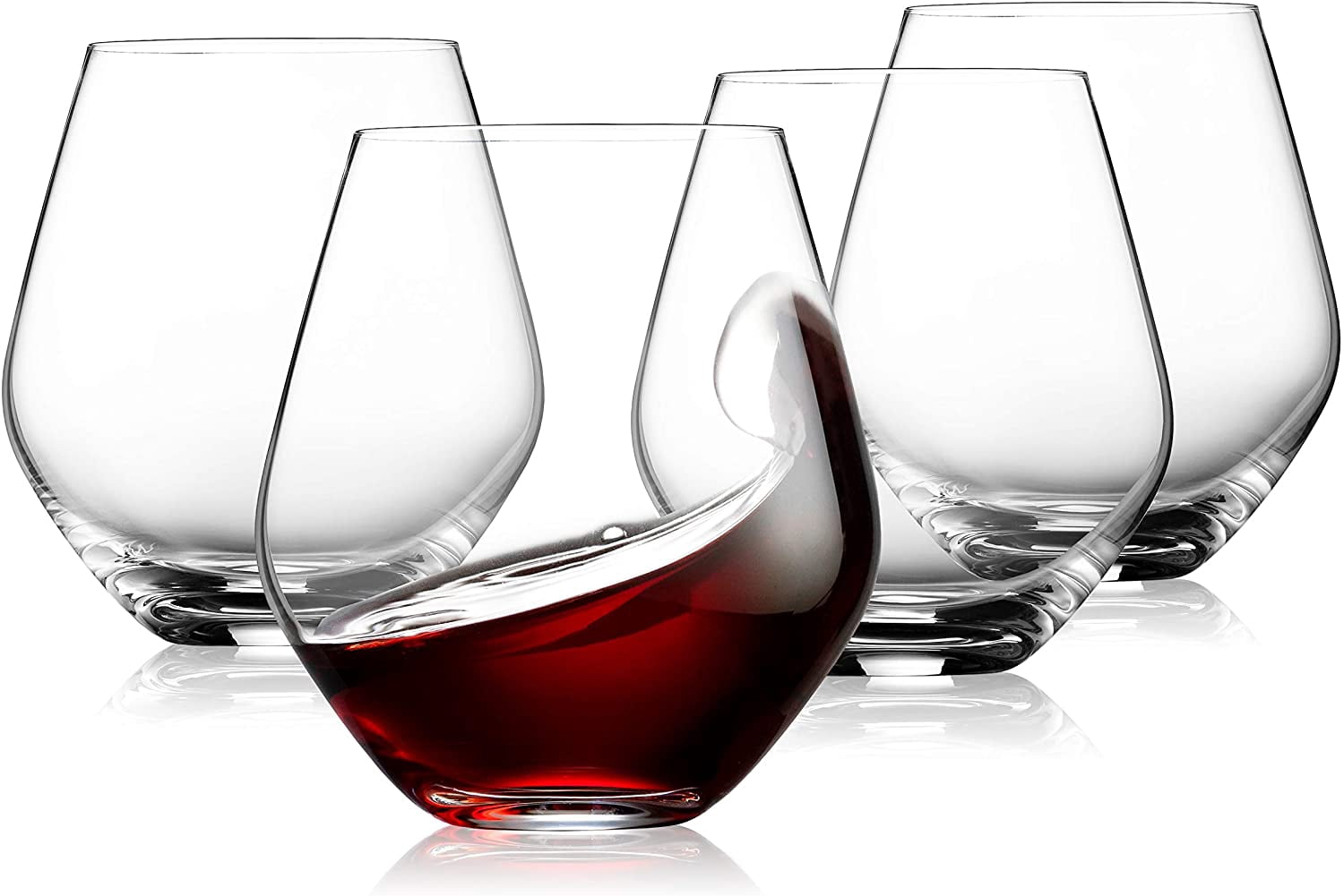RGHJAR-Wine Glasses, Stemless Wine Glasses, Red Wine Drinking Glasses, Stemless Wine Glass - 17oz, Set of 4 - Made in Europe