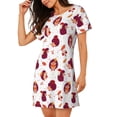 thumbnail image 2 of Vsdgher Cartoon Hedgehogs Pattern Womens Short Sleeve Sleepshirt Scoopneck Cute Nightdress Ruffle Comfy Nightgown, 2 of 6