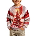 thumbnail image 3 of Frostluinai Boys Christmas Tree Sweaters Lightweight Xmas Party Sweater Tops Crew Neck Long Sleeve Funny Graphic Pullover 5-16 Years, 3 of 8
