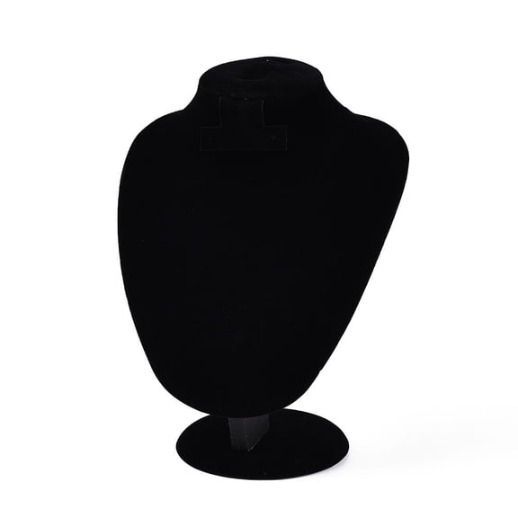 Bust Shaped MDF Covered with Velvet Jewelry Set Display Stands Jewelry Organizer Holder for Earrings Rings Necklaces Black 17.5x12.5x22cm