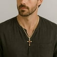 thumbnail image 5 of Kootwo Men's Walnut Wood Cross Necklace, 14K Gold Plated Crucifix Pendant, Christian Religious Jewelry Gift, 5 of 7