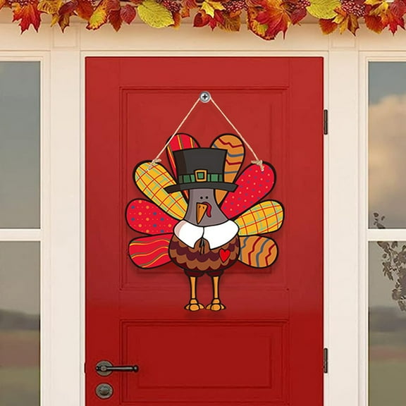 Isvgxsz Thanksgiving Turkey Door Hanging 3D Thanksgiving Turkey Decorations for Fall Autumn Garden Farmhouse Sign Indoor Outdoor and Thanksgiving Wall Decor