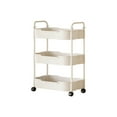 thumbnail image 2 of Organizador de 3 niveles para carrito de almacenamiento de cocina | Portaequipajes con reposabrazos, estanterías ventiladas, plástico, negro/rosa/verde/blanco, 27"x14"x9" | Baño, inodoro y salón, 2 of 6