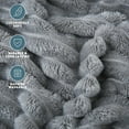 thumbnail image 6 of Throw Size Blanket, 230GSM Extra Soft Lightweight Bed Blanket with Strip , Plush Fuzzy Cozy Throws for Couch, Bed, Sofa Cozy, Warm and Breathable, 50x60" Gray, 6 of 7