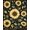 Black, Pattern 5, variant on Flatwoven High Traffic Area Rug, Bold Floral Botanical Statement, Non Slip, Stain Resistant, Washable Area Rugs for Living Room, Bedroom(Yellow, 4X6)