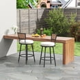 thumbnail image 1 of 2-Piece Swivel Metal Outdoor Bar Stool Set with Rattan Backrest and Beige Cushions, 1 of 9