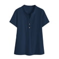 thumbnail image 4 of ClodeEU Womens Summer V Neck Short Sleeve Tops Shirts, Dressy Casual Blouse Spring Vacation Tshirts Clothes Navy,Womens Plus XL, 4 of 7