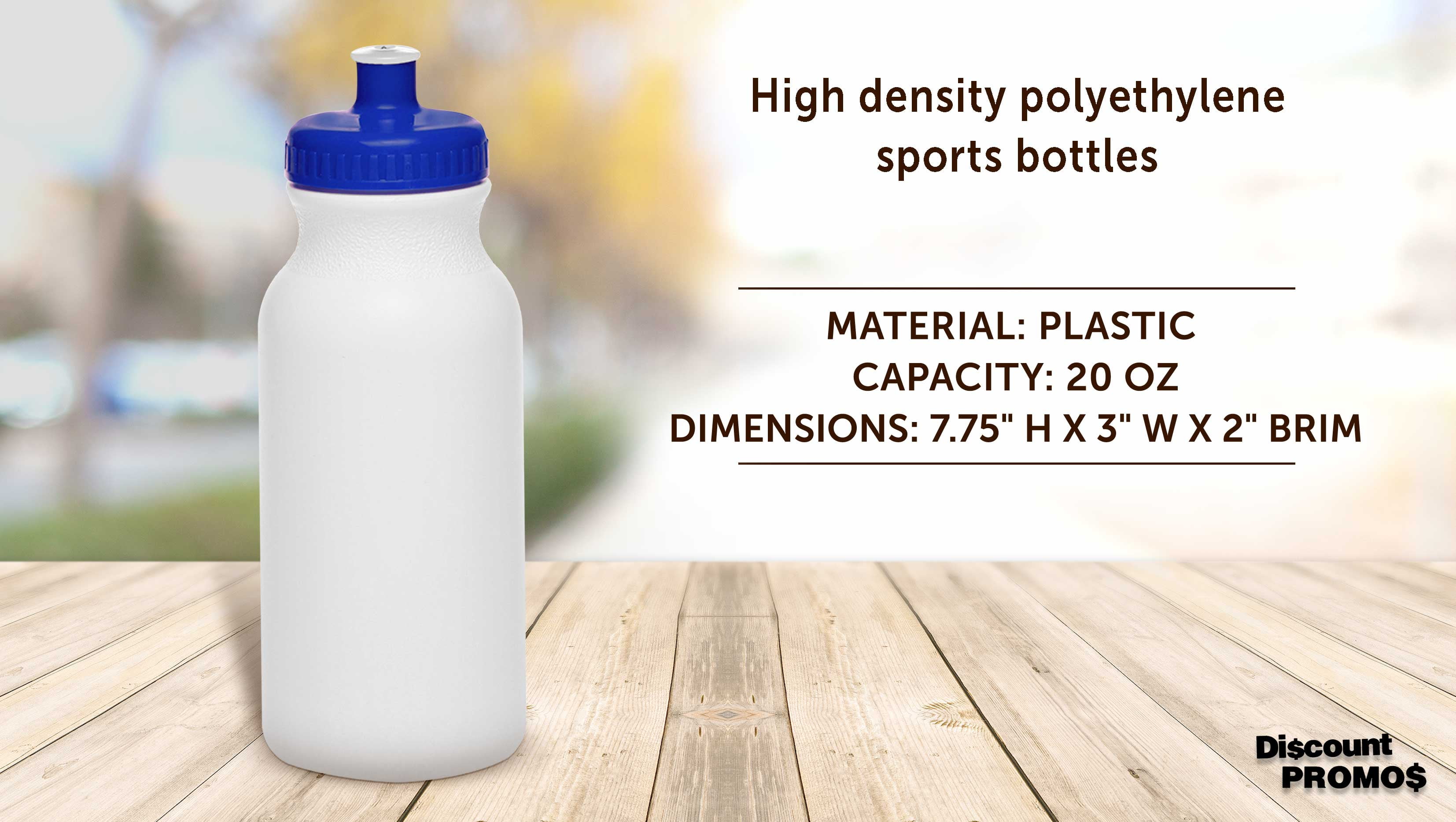 White Water Bottles with Push Cap 20 oz. Set of 10, Bulk Pack - Reusable, Squeezable Bottles - White Blue