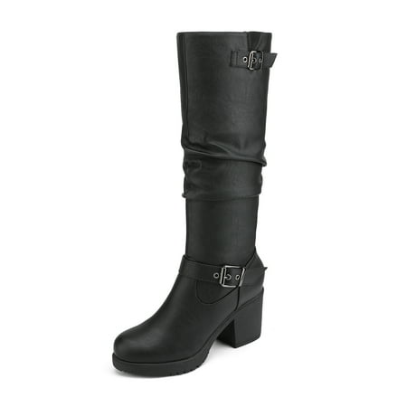 

DREAM PAIRS Women s Chunky Heel Knee High Boots CHAI-1