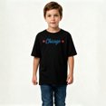 thumbnail image 2 of Boys Graphic T-Shirt Chicago City Retro Script Kids Tees 100% Cotton Short Sleeve Tops Ages 4-13Y, 2 of 4