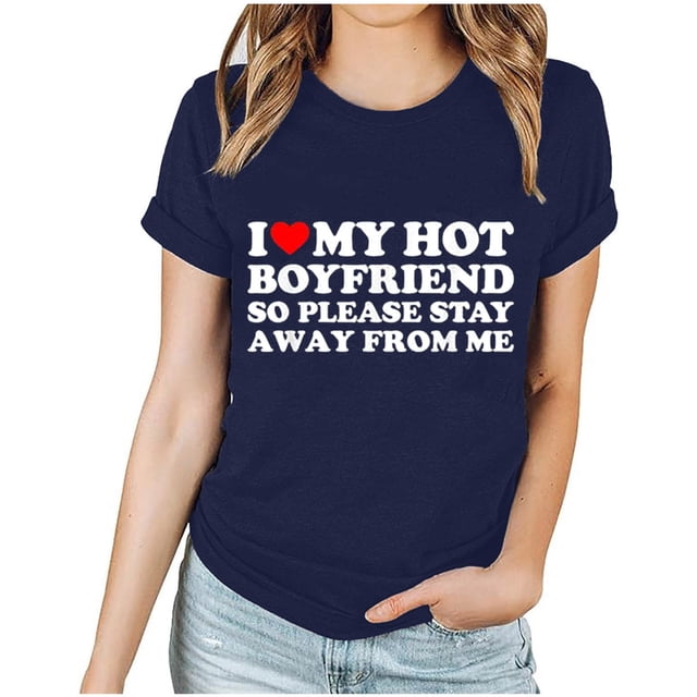 TIMIFIS Hauts à Manches Courtes pour la Saint-Valentin pour Femmes Mode Décontractée Col Rond Imprimé Cœur d'Amour T-Shirt d'Été Ample Col Rond