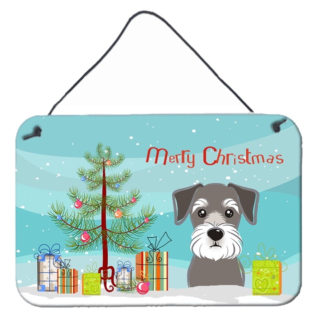 Caroline's Treasures - Árbol de Navidad y Schnauzer para colgar en la pared o en la puerta BB1578DS812, 8HX12W Caroline's Treasures BB1578DS812