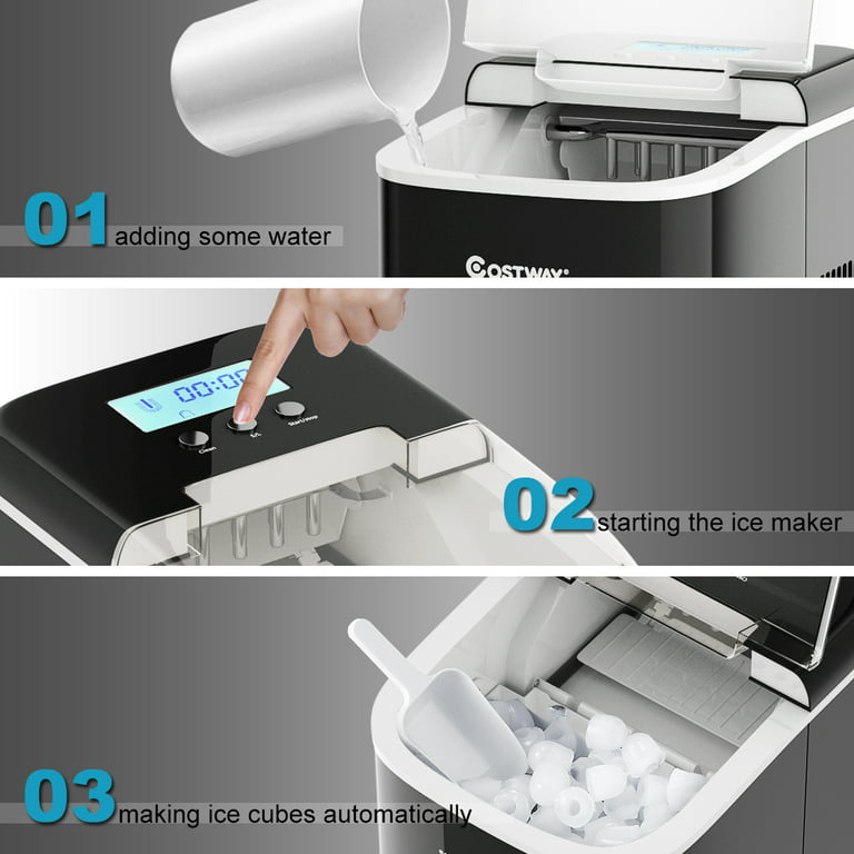 26lbs/24h Portable Countertop Ice Maker Machine with Scoop - Costway