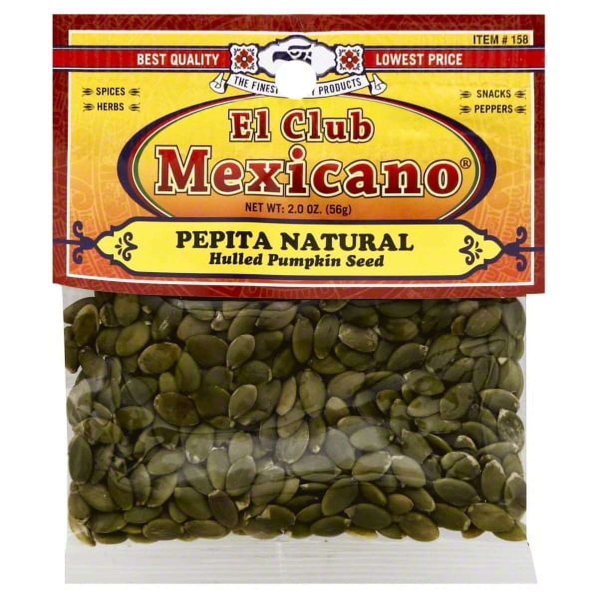 (2 pack) El Club Mexicano Roasted Hulled Pumpkin Seeds, 2 oz Pack