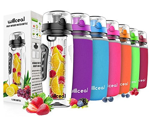 BPA Free Tritan Flip Lid Leak Proof Design Camping Large Sports willceal Fruit Infuser Water Bottle 32oz Durable