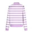 thumbnail image 4 of JTZGDY Women's Diamond Quilted Bomber Jacket Casual Plaid/Striped/Tie Dye Print Long Sleeve Full Zip up Mock Neck Waffle Knit Cardigan Outwear Coat C-Purple XL, 4 of 5