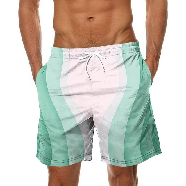 Pantalones de Playa con Cordón Impreso con Cintura Elástica para Hombre, con Bolsillos para Uso Casual Y Al Aire Libre