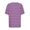 thumbnail image 4 of Fengqque Women's Regular-Fit Short-Sleeve T-Shirt Womens Striped Print Summer Tops Short Sleeve Basic Casual V Neck Waist-cinching T Shirts Women's Tops Purple-A XL(XL), 4 of 7