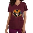 thumbnail image 2 of lcziwo Mardi Gras Scrub Tops for Women 2025 Nursing Uniforms Scrubs with Side Pockets Summer Casual Short Sleeve V Neck Tshirts Wine L Prime Day Sales Today 2025, 2 of 6