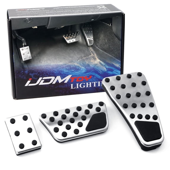 3pc Set Track Design Silver Aluminum Foot Pedal Cover Kit, For 2009-2018 Gen4 Dodge RAM 1500 2500 3500
