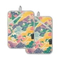 thumbnail image 7 of Yayeee Pot Holders Kitchen Heat Resistant with Pocket 7"x9.8" Cotton Oven Cooking Hot Pads, Yellow Floral Wave, 7 of 7