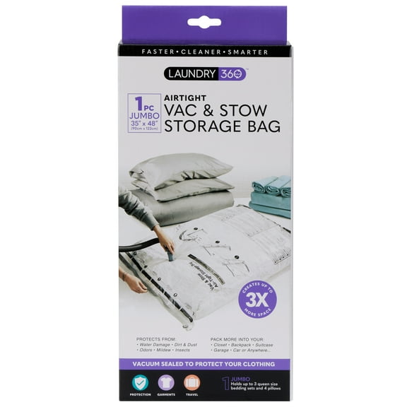 Laundry 360 Vac and Stow Plastic Jumbo Vacuum Storage Bag
