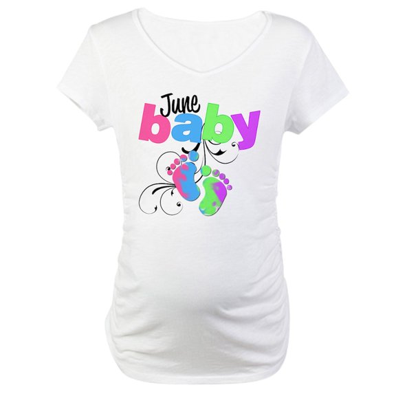 CafePress - June Baby Maternity T Shirt - Cotton Maternity T-shirt, Cute & Funny Pregnancy Tee
