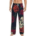 thumbnail image 2 of Kdxio Roses Skulls Print Men's Sleep Pajama Pant Lounge Pants with Pockets, 2 of 8