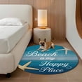 thumbnail image 3 of Summer Ocean Starfish Round Living Room Rugs 3.3 ft, Blue Gradient Wood Grain Washable Area Rug with Non-Slip Sturdy Edge Binding Round Front Door Mat Floor Carpet for Entryway, 3 of 9