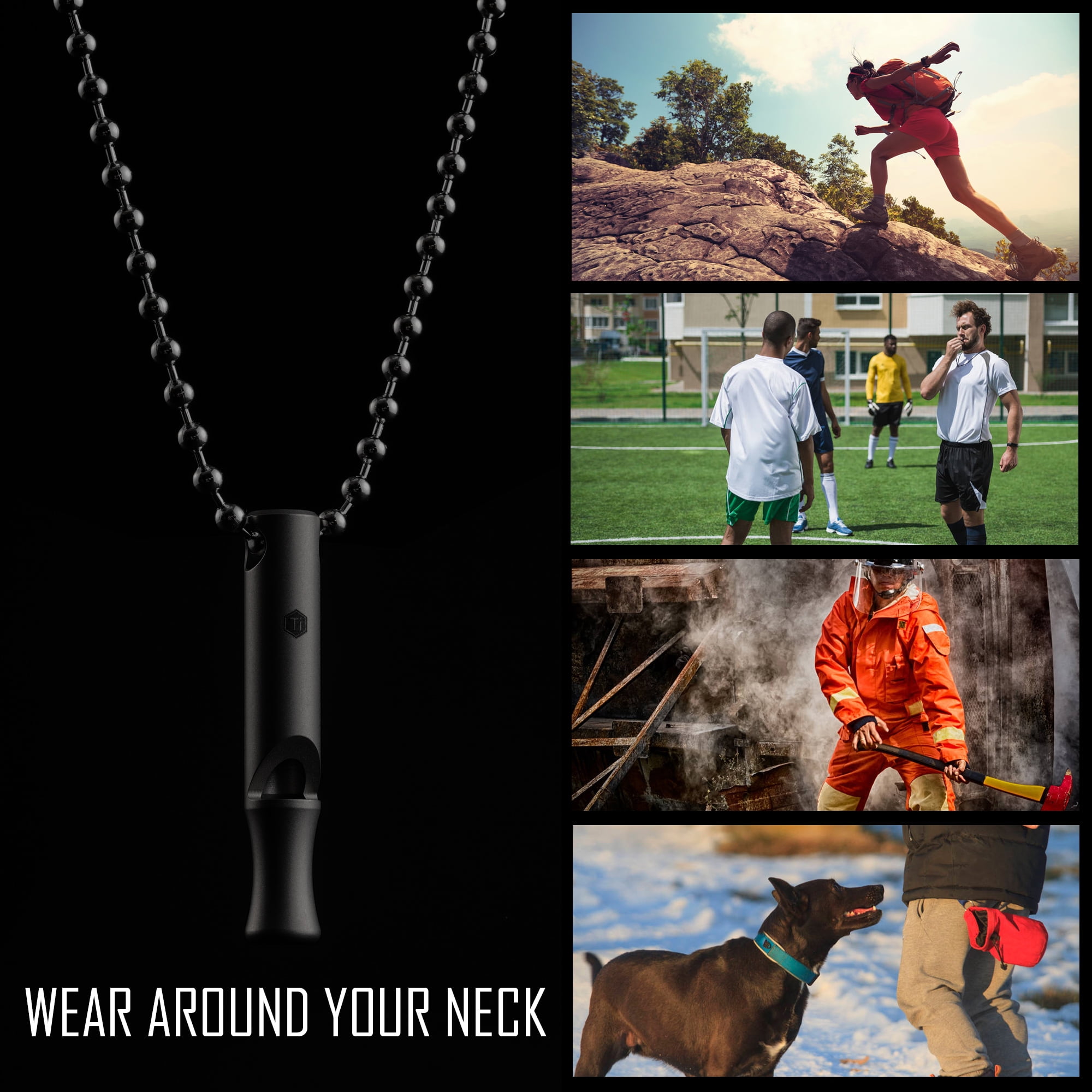 Key Unity Titanium Whistle, EDC Necklace Signal Whistle for Outdoor Safety, Camping, Hiking, Training, KA22