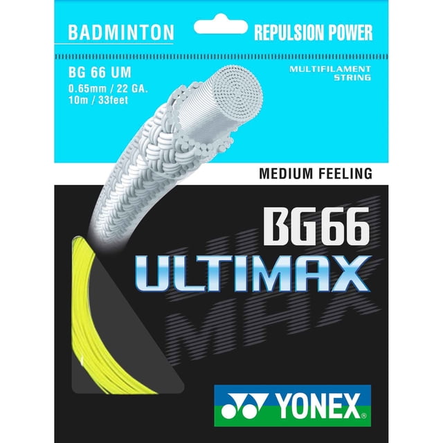 Cuerda de bádminton YONEX BG 66 Ultimax amarilla de 10 m