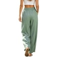 thumbnail image 6 of Otvok Women High Waist Linen Casual Pants, Ladies Elastic Waist Loose Fit Wide Leg Palazzo Beach Walking Trousers, 6 of 7