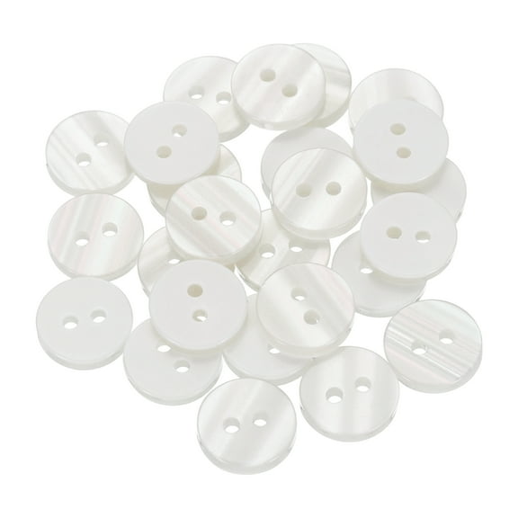 25Pack Natural Shell Button, 2 Hole 11mm Pearlescent Button for Shirt, White