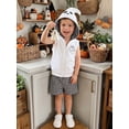 thumbnail image 5 of RUINIXCW Toddler Baby Boys Halloween Outfits Adorable Ghost Embroidery Zip Up Hooded Vest and Plaid Shorts Set, 5 of 8